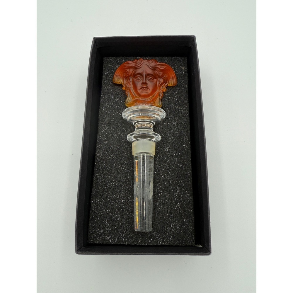 Versace Medusa Amber Crystal Bottle‎ Stopper Barware Decor Collectible